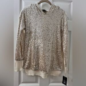INC International Concepts Gold Sequin Sweatshirt NWT Size Small